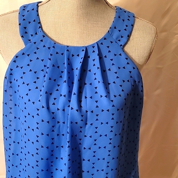 By & By Blue Lined Halter Top Blouse, Size: M - Picture 2 of 8